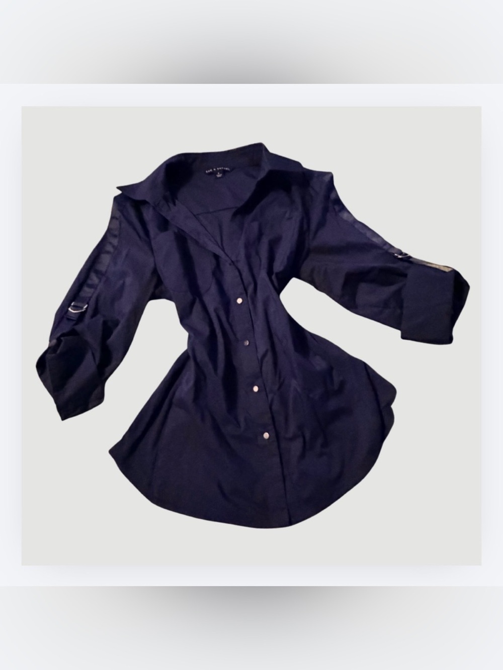Zac & Rachel Navy Button-Down Shirt, Size Small